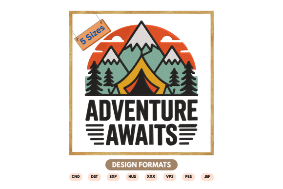 Adventure Awaits Camping Embroidery File