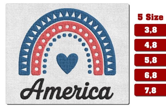 America Rainbow Patriotic Embroidery
