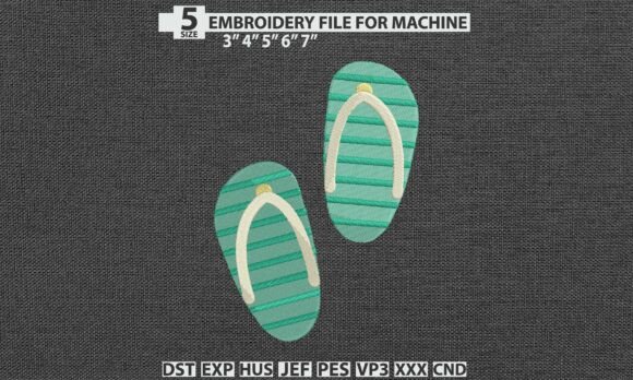 Beach Flip Flops DST PES Embroidery File