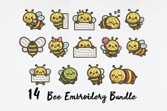 Bee Embroidery Design Bundle
