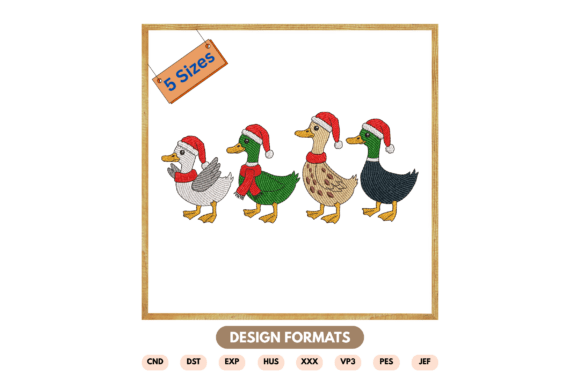 Christmas Ducks Embroidery Design