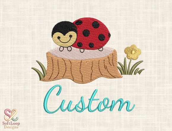 Custom Ladybug Name Embroidery Design