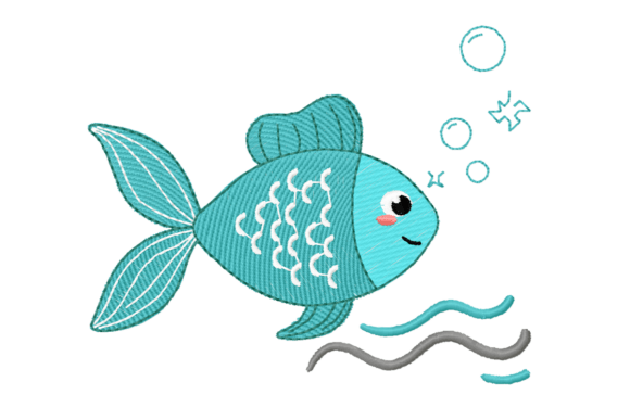 Cute Fish Embroidery Design – Ocean Kids
