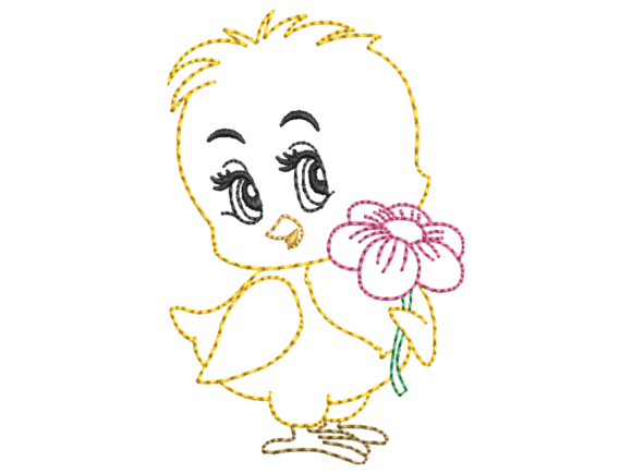 Cute Flower Chick Embroidery