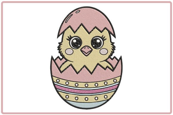 Easter Chick in Egg Embroidery Design