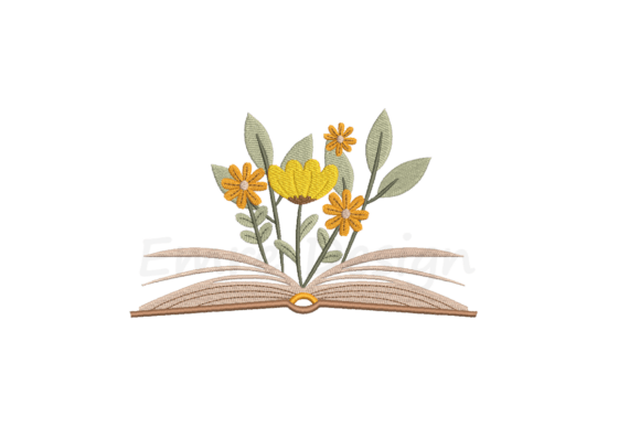 Floral Book Embroidery Design