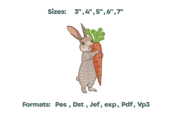 Giant Carrot Hugging Bunny Embroidery
