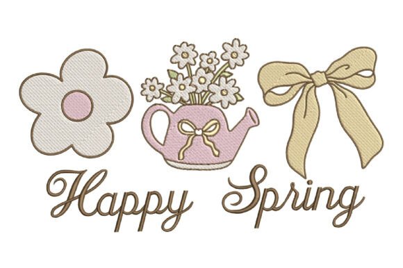 Happy Spring Embroidery Design