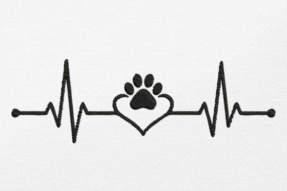 Heartbeat Embroidery Design Pow