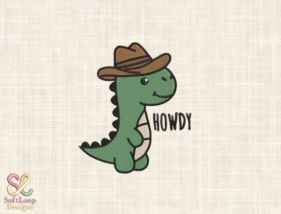 Howdy Cowboy Dinosaur Embroidery