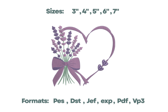 Lavender Heart Bouquet Embroidery