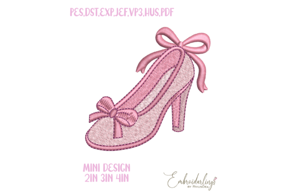 Mini Pink High Heel Shoe Embroidery