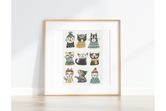 Modern Cat Portrait Embroidery Design