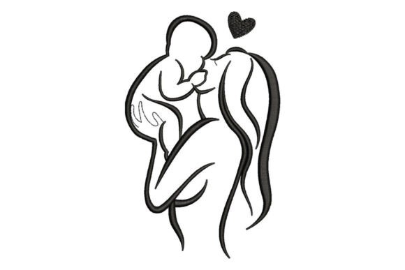 Mother and Baby Love Embroidery