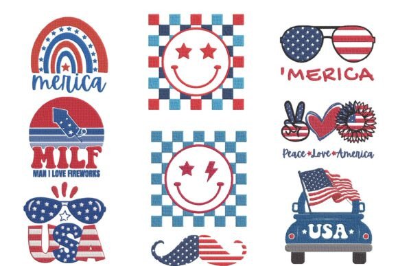 Patriotic USA Embroidery Bundle Set