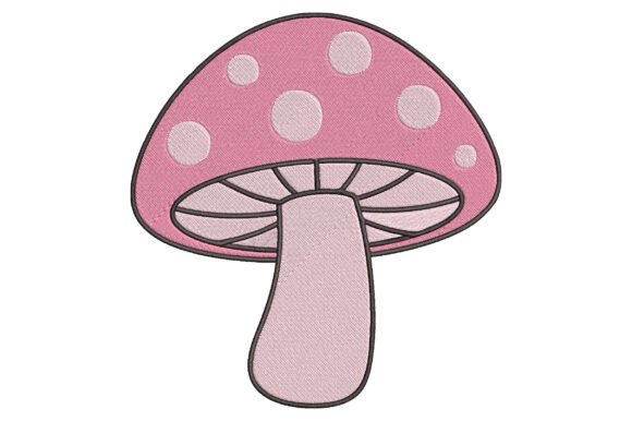 Pink Mushroom Embroidery Design