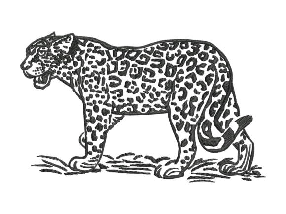 Walking Leopard Outline Embroidery